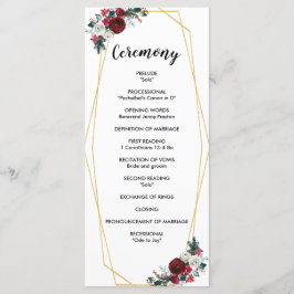 Geometrisch goudLijst Burgundy Winter Flowers Programmakaart