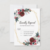 Geometrisch goudLijst Burgundy Winter Flowers RSVP Kaartje (Voorkant)