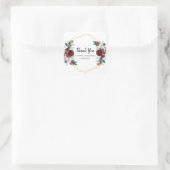 Geometrisch goudLijst Burgundy Winter Flowers Vierkante Sticker (Tas)