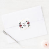 Geometrisch goudLijst Burgundy Winter Flowers Vierkante Sticker (Envelop)