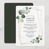 Geometrisch goudLijst EucalyptusVrijgezellenfeest Kaart (Voorkant / Achterkant)