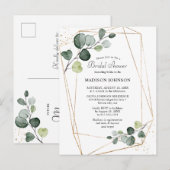 Geometrisch goudLijst EucalyptusVrijgezellenfeest Uitnodiging Briefkaart (Voorkant / Achterkant)