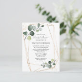 Geometrisch goudLijst EucalyptusVrijgezellenfeest Uitnodiging Briefkaart (Staand voorkant)