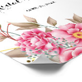 Geometrisch goudLijst Roze Floral Vrijgezellenfees Poster (Hoek)