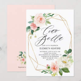 Geometrisch goudLijst Roze Florals Ciao Bella Kaart