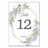 Geometrisch goudLijst Stusty Blue Florals Weddensc Kaart (Voorkant)