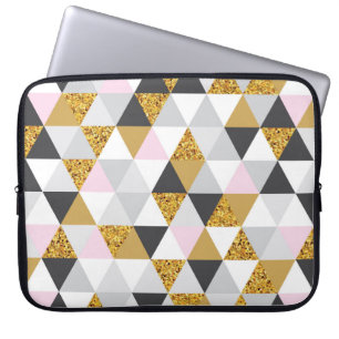 Geometrisch goudmarmer naadloos patroon laptop sleeve