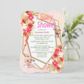 Geometrisch goudroze Baby shower Kaart (Staand voorkant)