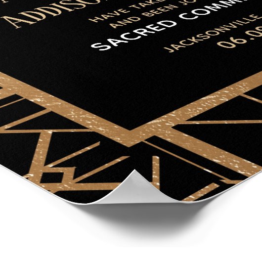 Geometrisch goudzwart Alterna Wedding Certificate Poster (Hoek)