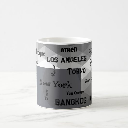 geometrisch grijs blauw Mega city Koffiemok (Center)