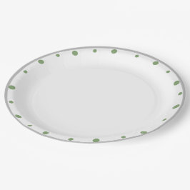 Geometrisch Grijs Groen Polka Dots Papieren Bordje