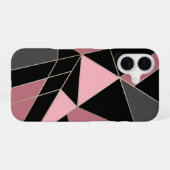 Geometrisch, grijs, roze iPhone 16 hoesje (Achterkant horizontaal)