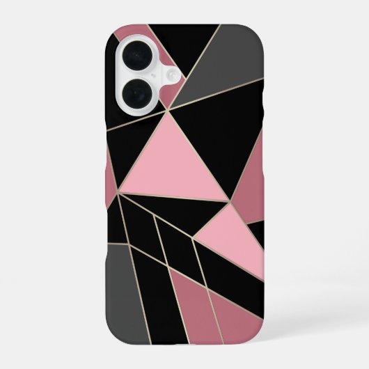 Geometrisch, grijs, roze iPhone 16 hoesje (Achterkant)
