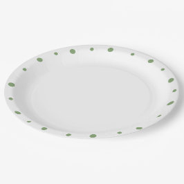 Geometrisch Grijs Zacht Groen Polka Dots Trim Papieren Bordje