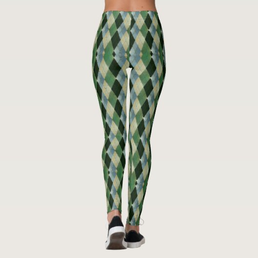  Geometrisch Groen beige St. Patrick patroon Leggings (Achterkant)