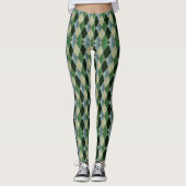 Geometrisch Groen beige St. Patrick patroon Leggings (Voorkant)