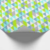 Geometrisch Groen, Blauw Wit Grijs Driehoekenpatro Cadeaupapier (Hoek)