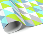 Geometrisch Groen, Blauw Wit Grijs Driehoekenpatro Cadeaupapier (Rol Hoek)