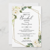 Geometrisch groen bloemenvirtueel Vrijgezellenfees Kaart (Voorkant)