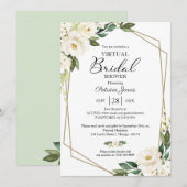 Geometrisch groen bloemenvirtueel Vrijgezellenfees Kaart (Voorkant / Achterkant)