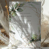 Geometrisch groen en Faux Gold bruiloft Kaart