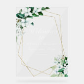 Geometrisch groen engagement party welkom acryl bord (Voorkant)
