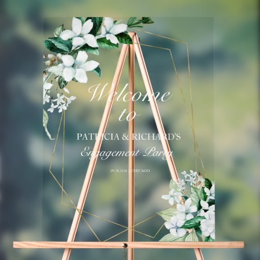 Geometrisch groen engagement party welkom acryl bord (Neutraal)
