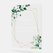 Geometrisch groen engagement party welkom acryl bord (Hoek)