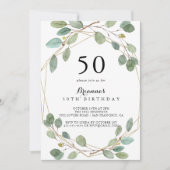 Geometrisch groen Eucalyptus 50ste verjaardagsfees Kaart (Voorkant)