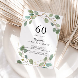 Geometrisch groen Eucalyptus 60ste verjaardagsfees Kaart