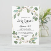 Geometrisch groen Eucalyptus Baby Sprinkle Kaart (Staand voorkant)