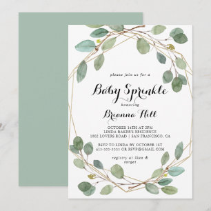 Geometrisch groen Eucalyptus Baby Sprinkle Kaart