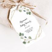 Geometrisch groen Eucalyptus gebladerte Baby showe Cadeaulabel