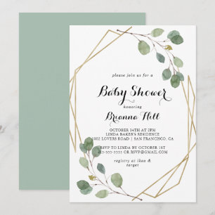 Geometrisch groen Eucalyptus gebladerte Baby showe Kaart
