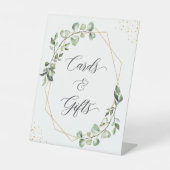 Geometrisch groen Eucalyptus Kaarten en geschenken Reclamebord Met Voetstuk (Voorkant)