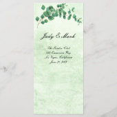 Geometrisch groen Eucalyptus verlaat bruiloft menu (Achterkant)