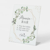 Geometrisch groen Eucalyptus verlaat Mimosa bar Reclamebord Met Voetstuk (Voorkant)