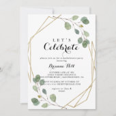 Geometrisch groen gebladerte Laten we feest vieren Kaart (Voorkant)