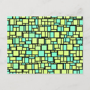 Geometrisch groen geel patroon briefkaart