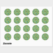 Geometrisch groen geel patroon ronde sticker (Vel)