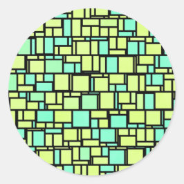 Geometrisch groen geel patroon ronde sticker