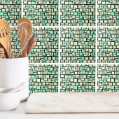 Geometrisch groen geel patroon tegeltje