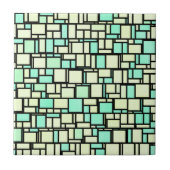 Geometrisch groen geel patroon tegeltje (Voorkant)