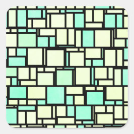 Geometrisch groen geel patroon vierkante sticker