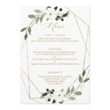 Geometrisch groen gouden trouwmenu