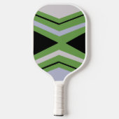 Geometrisch groen, grijs en blauw patroon pickleball paddle (Achterkant)
