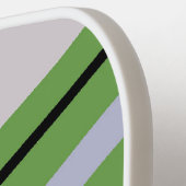 Geometrisch groen, grijs en blauw patroon pickleball paddle (Links Detail)