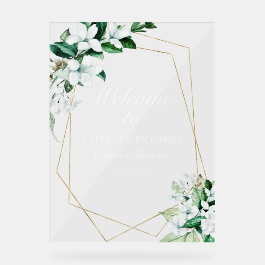 Geometrisch groen koppels Douche Welkom Acryl Bord (Voorkant)