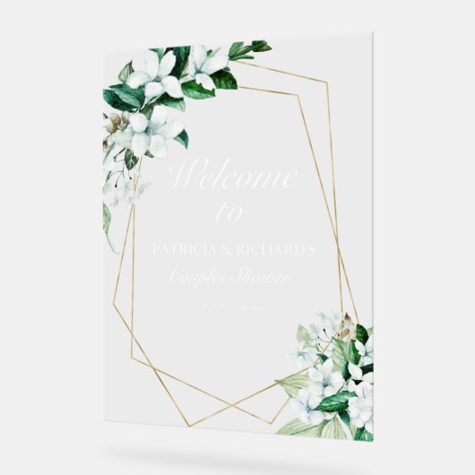 Geometrisch groen koppels Douche Welkom Acryl Bord (Hoek)