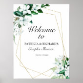 Geometrisch groen koppels douche welkomstbord poster (Voorkant)